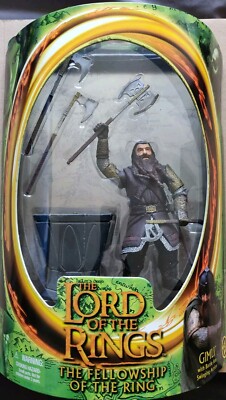 2001 LOTR GIMLI with BATTLE AXE SWINGING ACTION ~TOY BIZ~ Lord Of The Rings FOTR