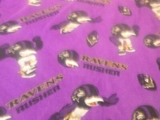 NFL Fleece Fabric- Baltimore Ravens Rusher 60 inches wide by 36 inches long 