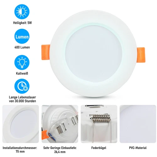 20x LED Einbaustrahler Decken-Spots Innenbeleuchtung Einbaurahmen 5W - Bild 5 von 13