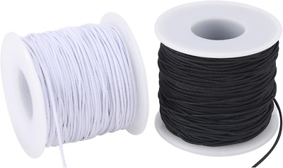 Stretchy String for Jewelry   2 Rolls, 330ft, 0.8mm, Black/White, for Beading & 