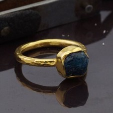 MADE TO ORDER Omer Silver 925 Hand Crafted Rough Green Apatite Stackable Ring