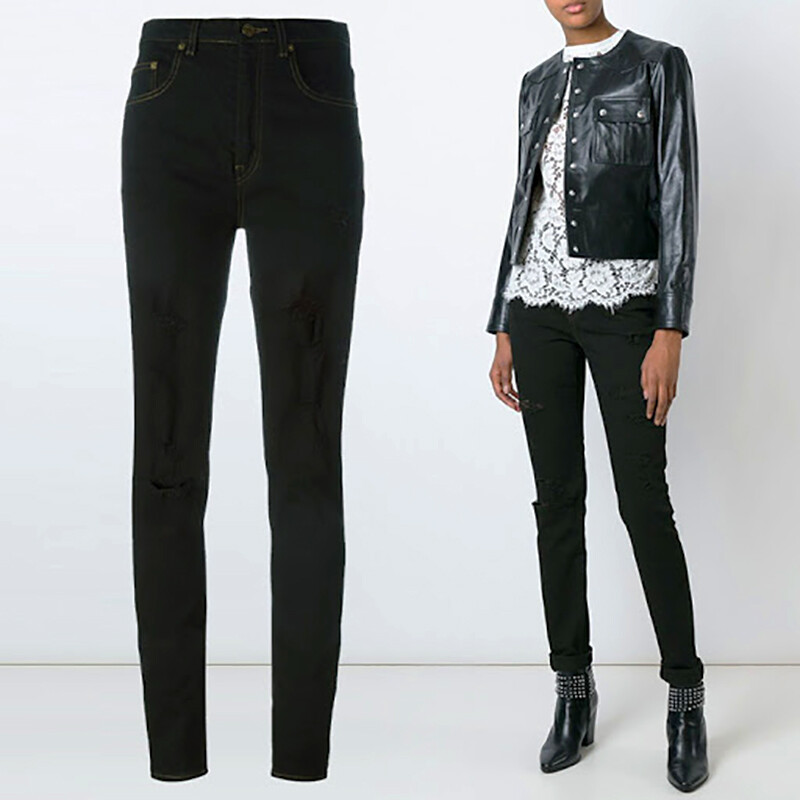 28 NUOVI JEANS DA DONNA SAINT LAURENT neri overdye blu skinny 5 tasche spazzatura $890