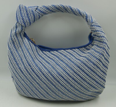 Melie Bianco Brigitte Handbag Women's Blue White Striped Shoulder Bag