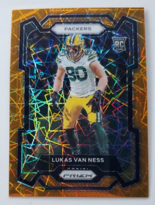 2023 Panini Prizm Lukas Van Ness Green Bay Packers Orange Laser Prizm #336 RC