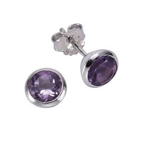 Zeeme Jewelry Ohrschmuck Ohrstecker 925 Sterling Silber Rhodiniert Amethyst