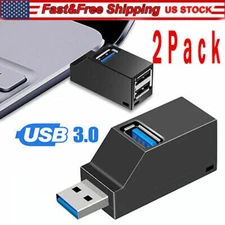2 Pcs 3 Port USB 3.0 Hub Portable High Speed Splitter Box For PC Notebook Laptop