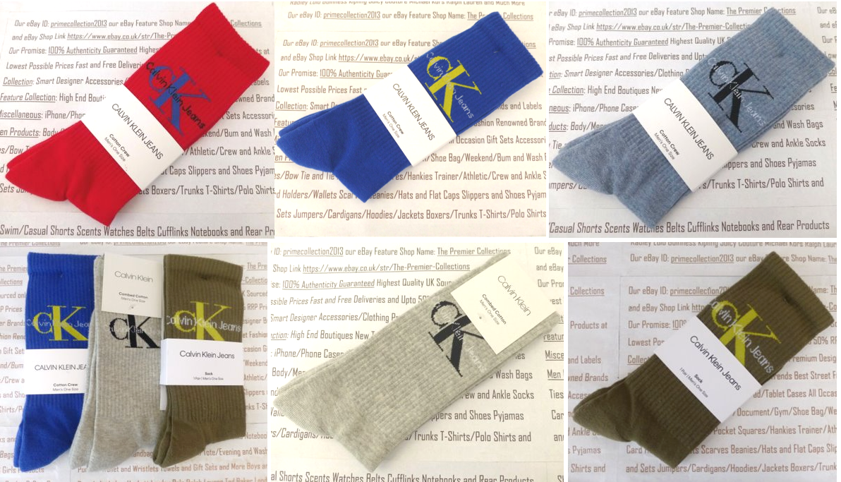 SAOLA Calvin Klein Crew 1pz Calzino Uomo Asst Col Gamba a Costine Suola Cuscino Calzini Nuovo con scatola