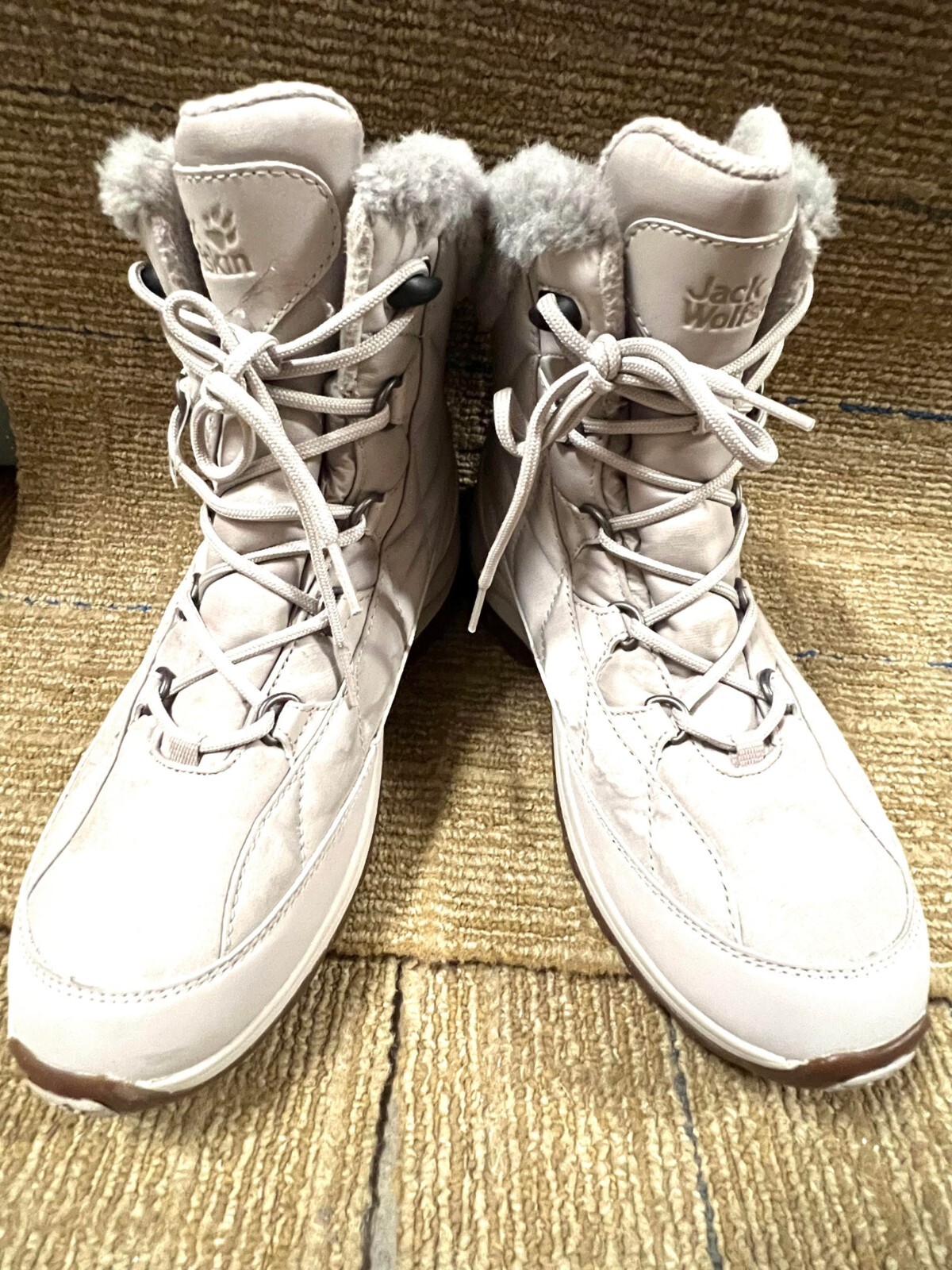 Jack Wolfskin Tall White Leather Boots $450 TRY ON