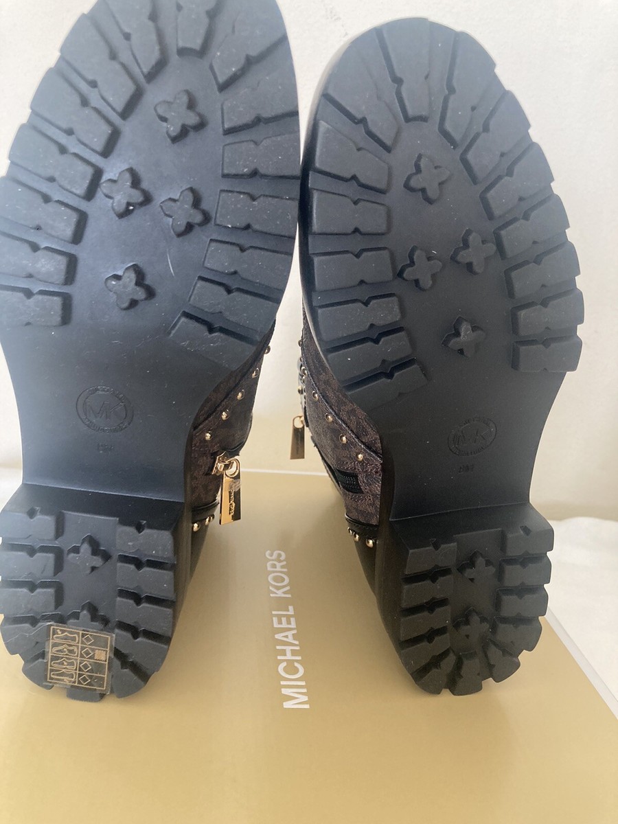 New Michale Kors combat boots Side Zip front Lace with gold buckle