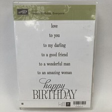 Stampin Up Red Rubber Wood Mounted Hostess Stamp Set Happy Birthday, Everyone