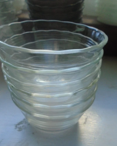 6 Pyrex 463 Scalloped 3 Ring Glass Custard Cup Ramekin 6 ounce bowls/newer stamp