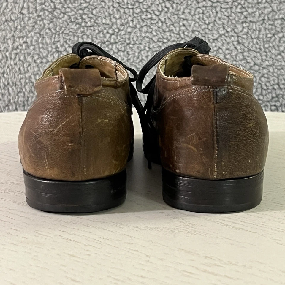 Diesel Zapatos Para Hombre 40/7.5 Marrón Cuero Envejecido Rústico Oxford Vestido Italia Foto 3 de 4