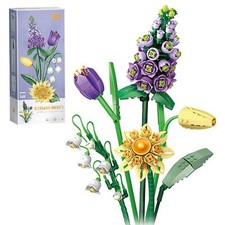 Mini Building Blocks Flower Bouquet Set Creative DIY Unique Decoration Violet