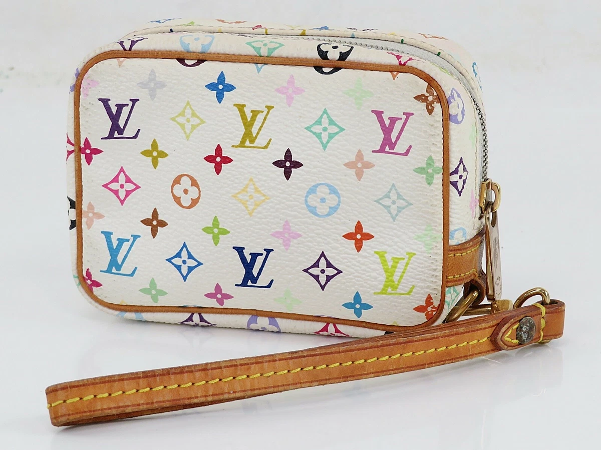 Auth LOUIS VUITTON White Multicolor Monogram Trousse Wapity Pouch #42564