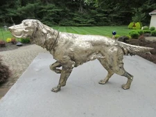 SIGNED 1910 JENNINGS BROTHERS LARGE SILVER PLATE SETTER, POINTER RETRIEVER DOG