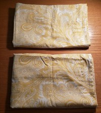 2x VTG Ralph Lauren Gold White Paisley Cotton Standard Pillow Shams LRL 29"L
