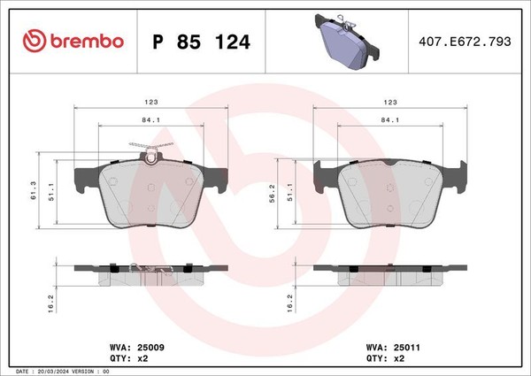 Brembo P 85 124X Bremsbelagsatz, Scheibenbremse FüR Audi Cupra Seat Skoda VW-image