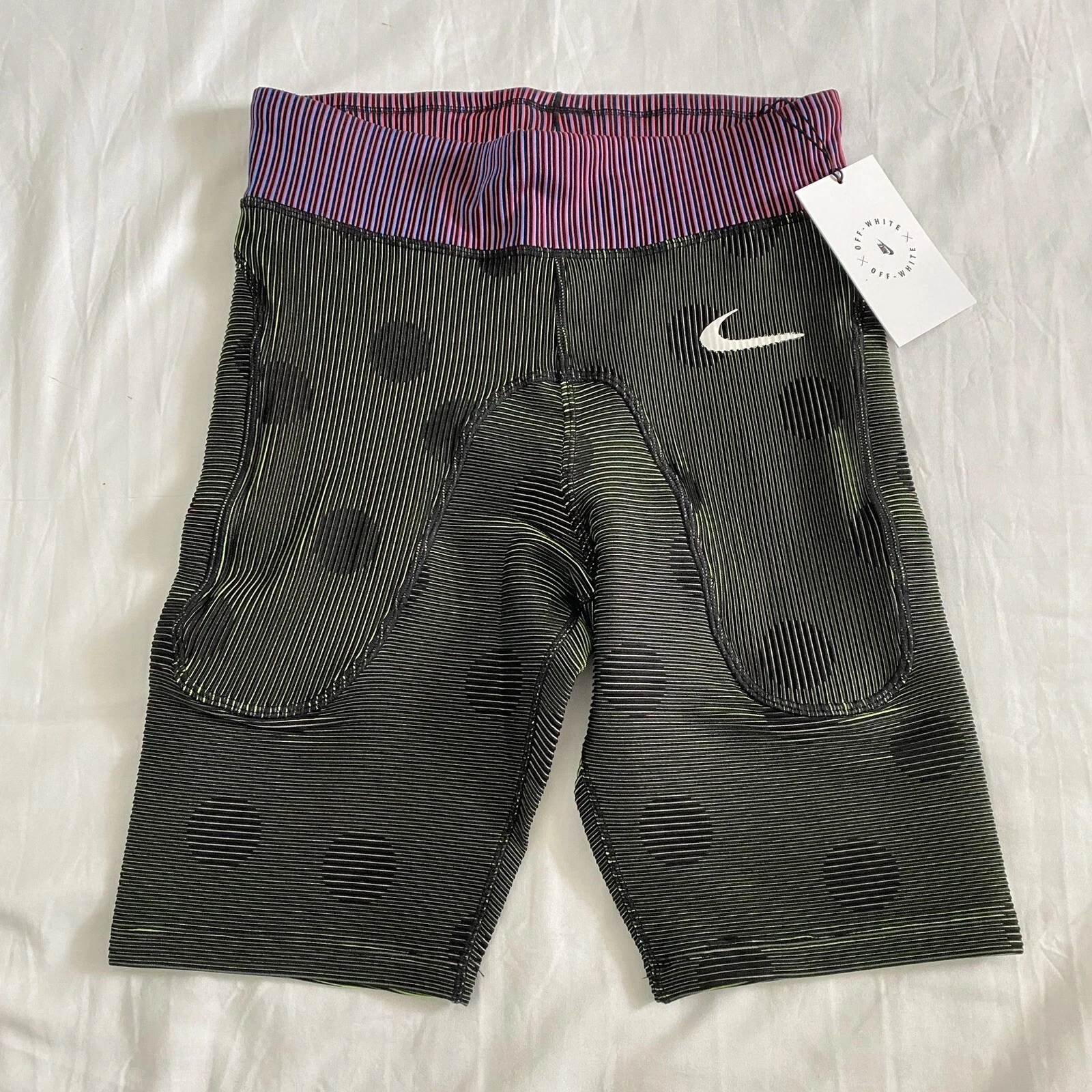 OFF WHITE X NIKE Nike x OFF WHITE pantaloncini corti stretti pantaloncini da bici CU2480 010 nero verde taglia XS SENZA ETICHETTA