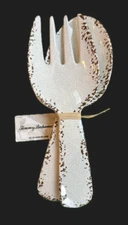 Tommy Bahama Melamine Serving Utensils, Salad and Fork Spoon Set, ivory 