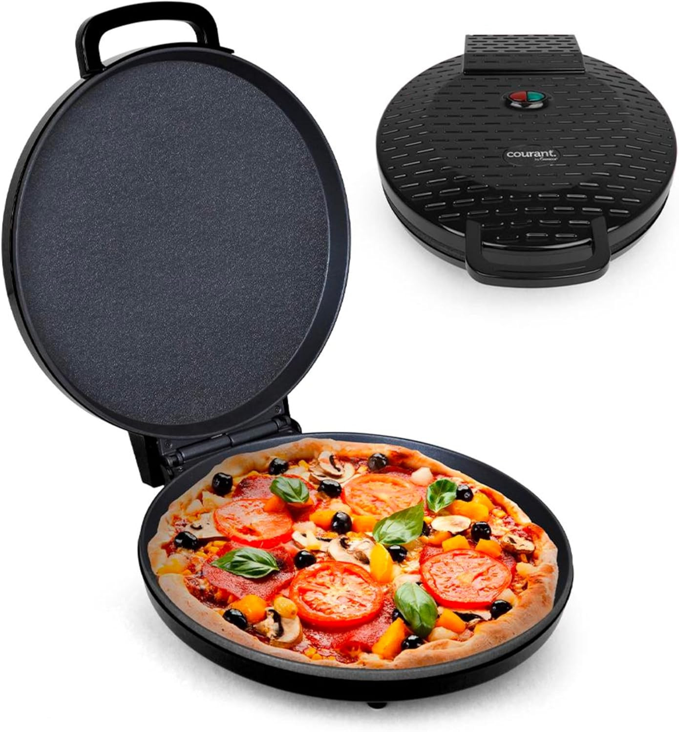 Pizza Maker 12 Inch Pizzas Machine, Newly Improved Cool-Touch Handle Non-Stick P