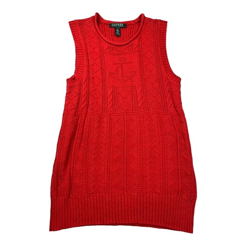 Ralph Lauren RRL Red Intarsia Knit Linen 1940's Blanket