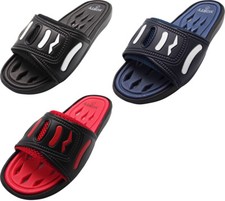 Norty Mens Summer Comfort Casual Slide Flat Strap Shower Sandals Slip On Shoes