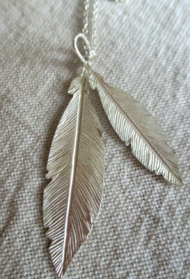 Collier Rétro Réglable Argent 925 - Pendentif 2 Feuilles Style Années 90 - Occasion Vérifié
