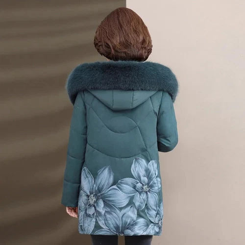 Women Winter Long Warm Parkas Coat Jacket Thicken Cotton Pad Hooded Middle Aged - Picture 13 of 21