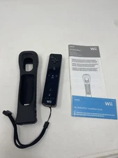 Official Nintendo Wii Remote Controller Black w/ Motion Plus Adapter Untested