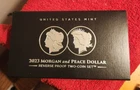 2023 S Reverse Proof $1 Morgan and Peace Silver Dollar 2pc Set Box ,OGP & COA