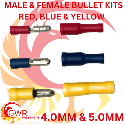 STECKER BUCHSE KITS KUGEL ELEKTRISCHE TERMINAL ROT BLAU GELB DRAHT CRIMP STECKER