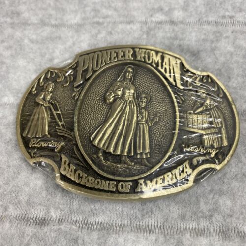 Vintage Pionierin Old West Frontier Settlers massive Messing Gürtelschnalle limitierte Auflage - Bild 5 von 10