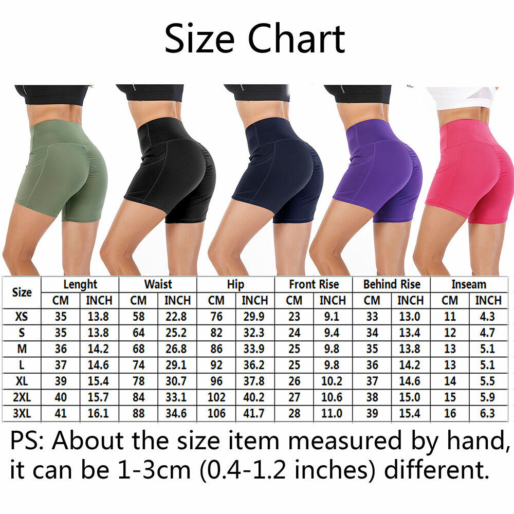 Ladies Two Side Pockets Workout Yoga Shorts Tummy Control Fitness Running  Pants