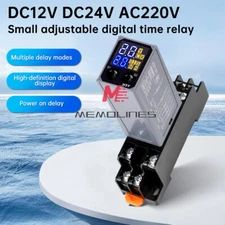 Adjustable Digital Time Relay Cycle Time Delay Relay + Base DC12V 24V AC220V