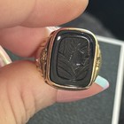Vintage 10kt Gold & Black Onyx carved Intaglio Unisex ring. 10gr — photo 5