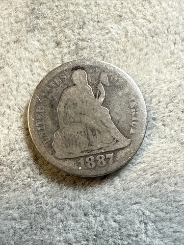 1887 Philadelphia Mint Silver Seated Liberty Dime AG Almost Good Nice Coin 7740