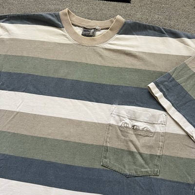 90s Quiksilver ボーダー Tシャツ USA製 old surf Vintage 90s Quiksilver Striped Surf Skate T Shirt Mens Size Large