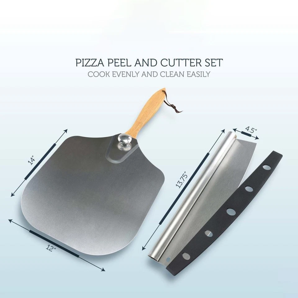Sartenes para macetas metal cáscara de pizza 12x14 pulgadas paleta de pizza plegable con cortador basculante ☋ Foto 2 de 4