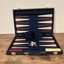 Vintage Cardinal Backgammon Game Premier Edition Blue Leatherette Case