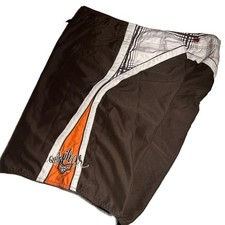 Vintage 90s QuikSilver Surfwear Board Shorts Brown/Orange RARE Size 38