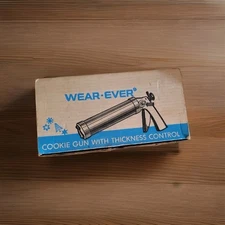 Vintage Wear-Ever Cookie Gun  With Thickness Control W Accessories Original Box