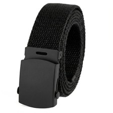 Canvas Belt Military Style with Black Buckle and Tip 56" Long Many Colors Bl...