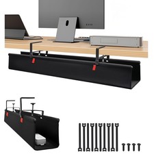 48" No Drill Under Desk Cable Management Tray - Upgraded Oxford Fabric with C...