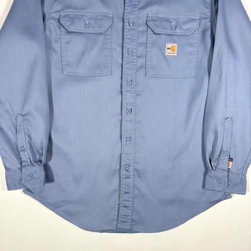 Blaues Carhartt Flame Resistant Long Sleeve Lightweight Twill Work Shirt Medium - Bild 3 von 11