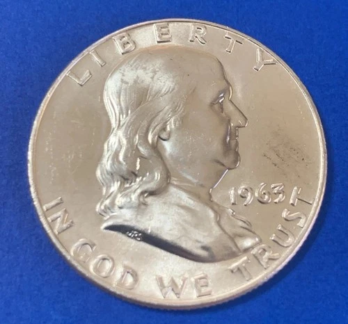 1963 D Franklin Silver Half Dollar Mint State Condition Brilliant Uncirculated