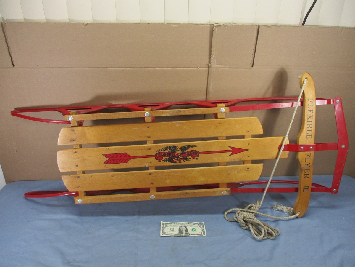 Vintage Roadmaster Flexible Flyer III Wood Sled with Metal Rails