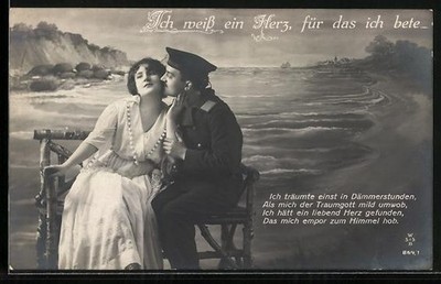 AK Ich weiß ein Herz, für das ich bete, Matrose küsst eine junge Dame auf die W 