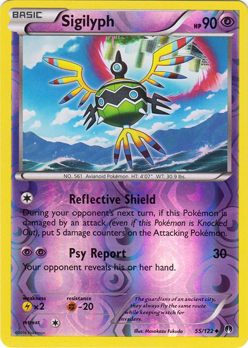 x4 Sigilyph - 55/122 - Uncommon - Reverse Holo Pokemon XY Breakpoint M/NM