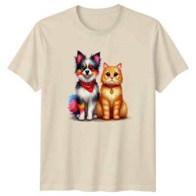 Hund Katze Tiere Grafik Tee Herren Damen T-Shirt Haustierliebhaber