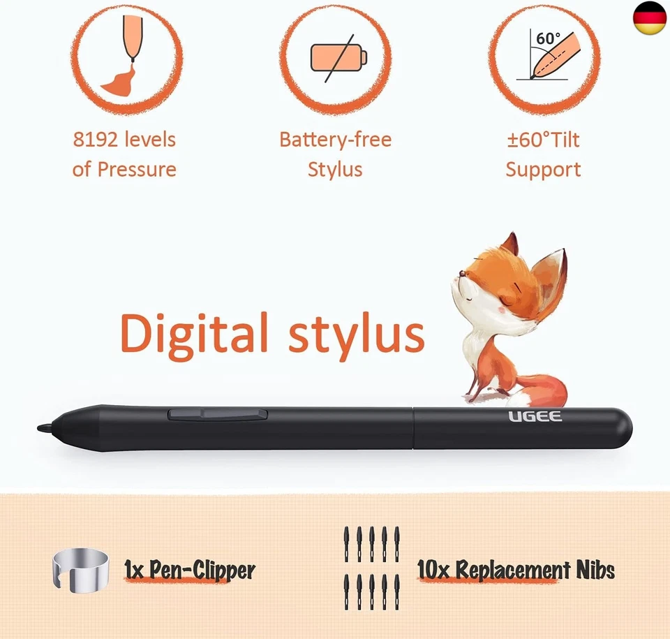 UGEE S640 Grafiktablett für PC 6.3 X 4 Inch, Dital zeichenpad mit Stift 8192 - Bild 3 von 4